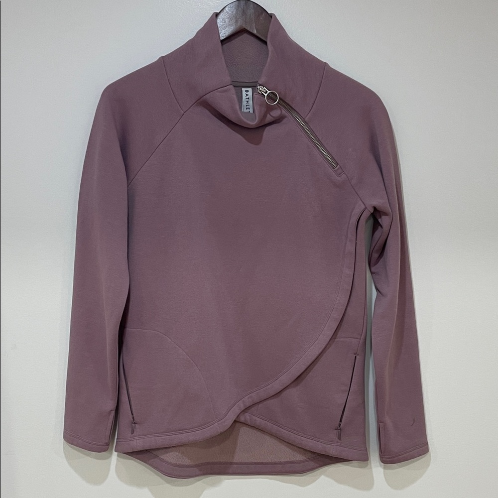 Athleta Cozy Karma Asym pullover XS purple